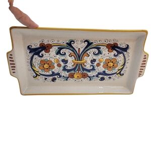 Deruta Italy Pottery - "Ricco Deruta" Ceramic 12" x 6" Snack Sandwich Tray